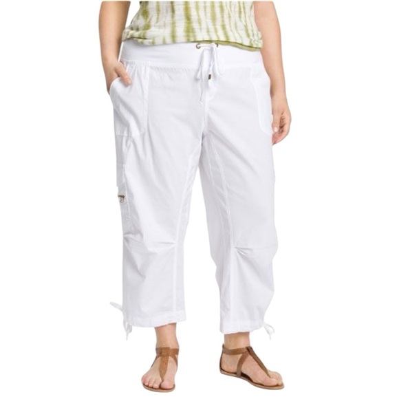 Lane Bryant Venezia Women's White Drawstring Cargo Pants Size 16 Studded Pocket - Picture 1 of 9